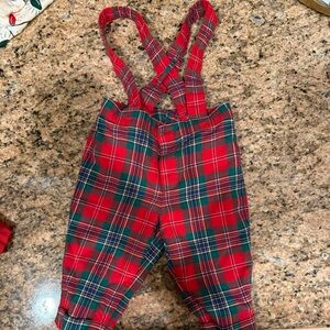 Janie and Jack Festive Plaid Overalls